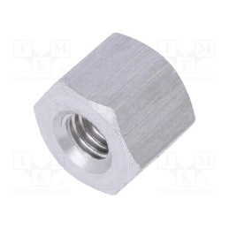 50 pcs : 135X05 - Screwed spacer sleeve, 5mm, Int.thread: M3, hexagonal, aluminium