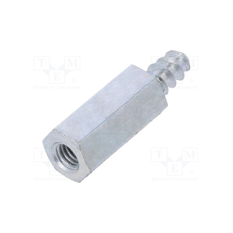 50 pcs : 224ST3.3X12 - Screwed spacer sleeve, 12mm, Int.thread: M3, Ext.thread: ST3,3