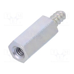 50 pcs : 224ST2.9X12 - Screwed spacer sleeve, 12mm, Int.thread: M3, Ext.thread: ST2,9