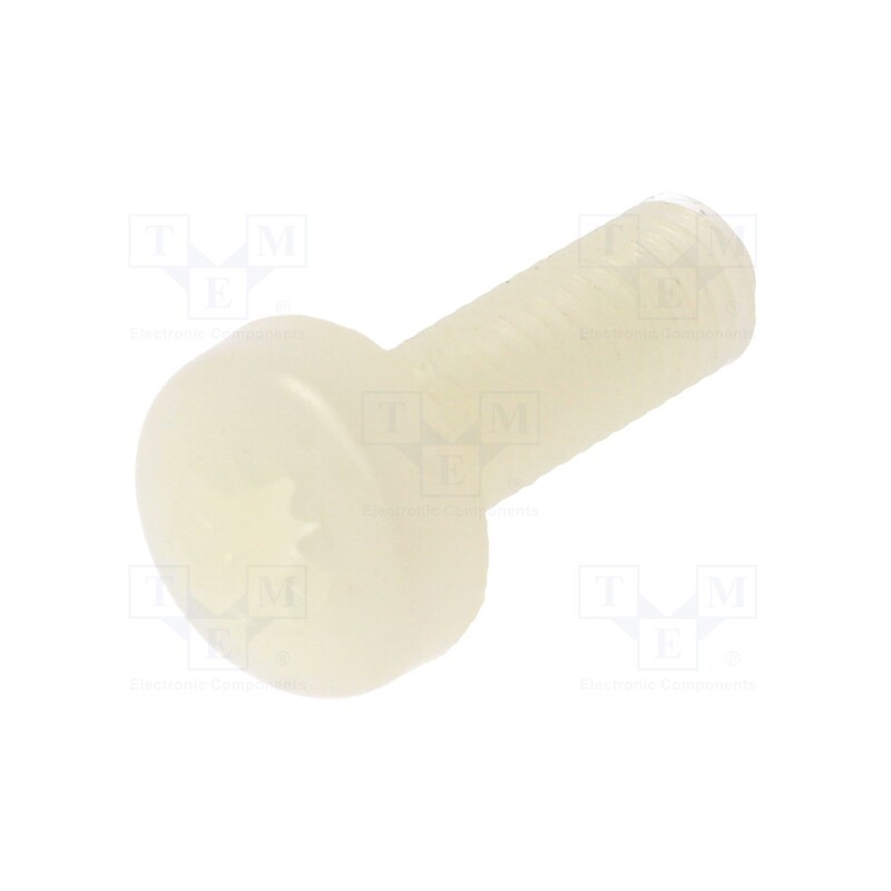 50 pcs : 8G205M5X16 - Screw, M5x16, 0.8, Head: cheese head, Pozidriv, 1,2mm, polyamide