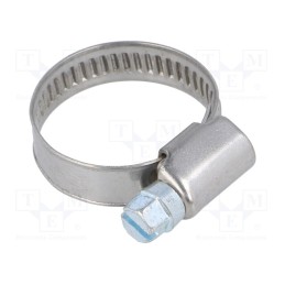 10 pcs : D4016027 - Worm gear clamp, W: 9mm, Clamping: 16÷27mm, chrome steel AISI 430