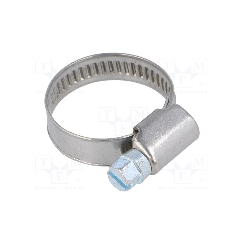 10 pcs : D4016027 - Worm gear clamp, W: 9mm, Clamping: 16÷27mm, chrome steel AISI 430