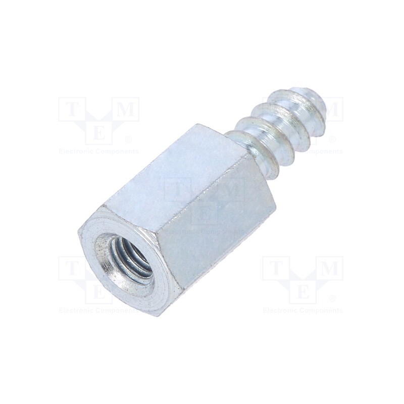 50 pcs : 225ST3.5X08 - Screwed spacer sleeve, 8mm, Int.thread: M3, Ext.thread: ST3,5