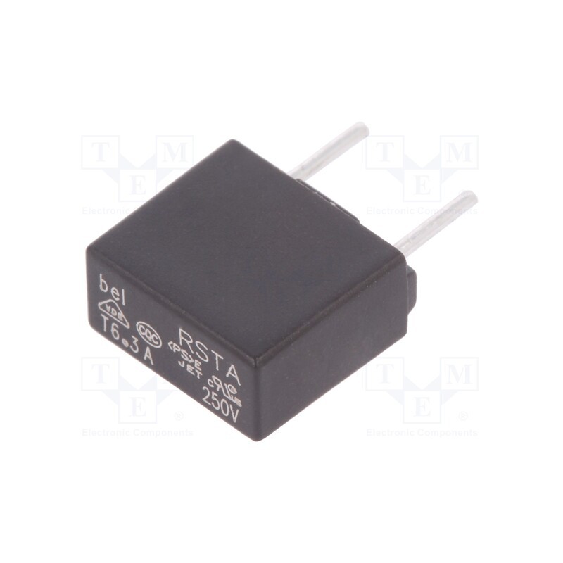 20 pcs : 0697A6300-01 - Fuse: fuse, time-lag, 6.3A, 250VAC, 63VDC, 8.4x4x7.8mm, RSTA, bag