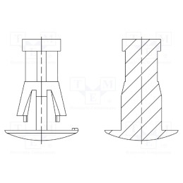 50 pcs : 8G820V41246 - Assembly stud, polyamide 66, L: 14mm, snap fastener, natural