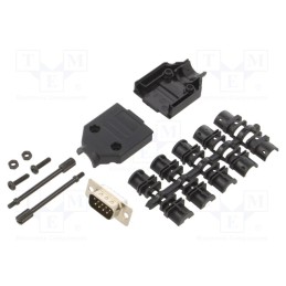 10 pcs : 6355-0032-01 - D-Sub, PIN: 9, plug, male, soldering, for cable, black