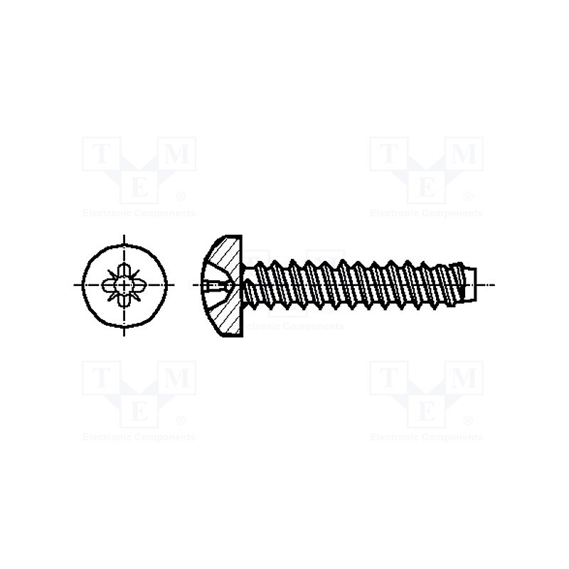 500 pcs : 2097346 - Screw, for metal, 3.5x6.5, Head: cheese head, Pozidriv, PZ2, steel