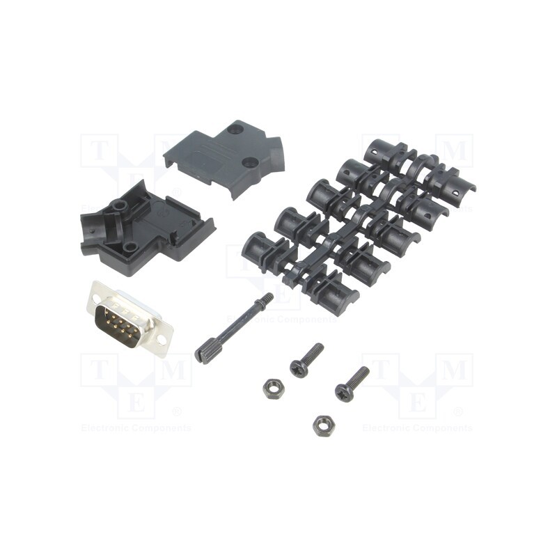 10 pcs : 6355-0034-01 - D-Sub, PIN: 9, plug, male, soldering, for cable, black