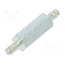 50 pcs : 425X15 - Screwed spacer sleeve, 15mm, Ext.thread: M3, hexagonal, steel
