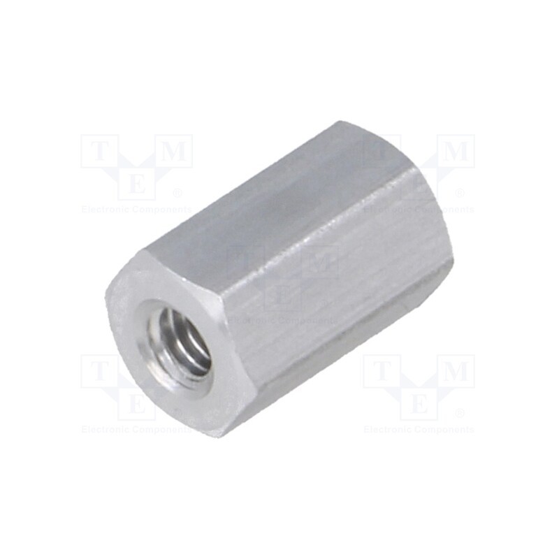 50 pcs : 132X08 - Screwed spacer sleeve, 8mm, Int.thread: M2,5, hexagonal