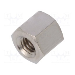 50 pcs : 114X05 - Screwed spacer sleeve, 5mm, Int.thread: M3, hexagonal, brass