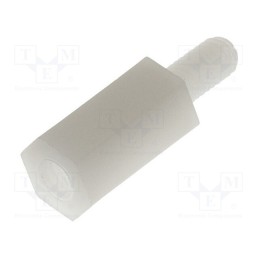 50 pcs : TP-10 - Screwed spacer sleeve, hexagonal, polyamide, M3, M3, 10mm