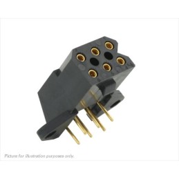 1 pcs - Souriau SMS Series Right Angle PCB Mount PCB Socket, 6-Contact, 2-Row, 5.08mm Pitch, Solder Termination