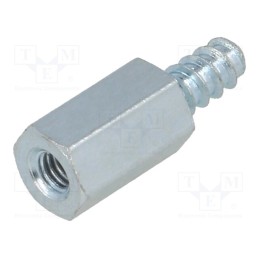 50 pcs : 225ST3.5X10 - Screwed spacer sleeve, 10mm, Int.thread: M3, Ext.thread: ST3,5