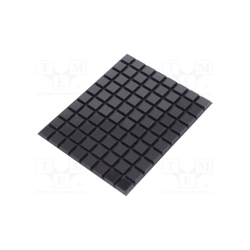 100 pcs : 7000001902 - Self-adhesive foot, H: 3mm, black, polyurethane, Dim: 12.7x12.7mm