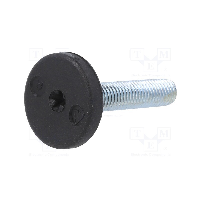 10 pcs : LX.25-SW13-M8X34-S - Foot, rigid,with screwdriver slot,with lever, Base dia: 25mm, M8