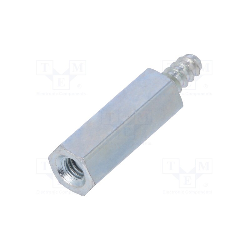 50 pcs : 224ST2.9X15 - Screwed spacer sleeve, 15mm, Int.thread: M3, Ext.thread: ST2,9