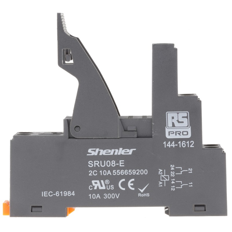 1 pcs - RS PRO 300V ac DIN Rail Relay Socket, for use with RFT Relay