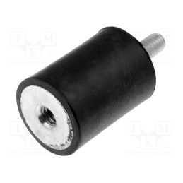 10 pcs : DVA.2-15-20-M4-10-55 - Vibration damper, M4, Ø: 15mm, rubber, L: 20mm, Thread len: 10mm