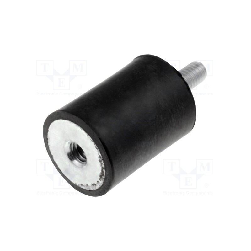 10 pcs : DVA.2-15-20-M4-10-55 - Vibration damper, M4, Ø: 15mm, rubber, L: 20mm, Thread len: 10mm