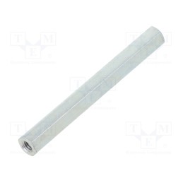 50 pcs : 123X45 - Screwed spacer sleeve, 45mm, Int.thread: M3, hexagonal, steel