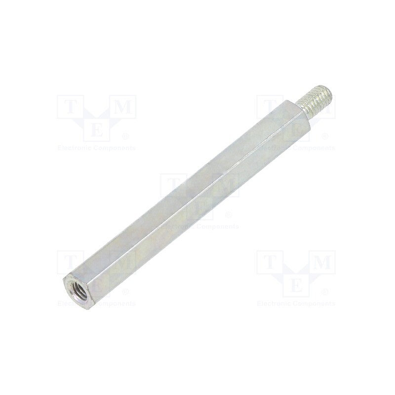50 pcs : 223X40 - Screwed spacer sleeve, 40mm, Int.thread: M3, Ext.thread: M3, steel