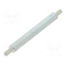50 pcs : 423X40 - Screwed spacer sleeve, 40mm, Ext.thread: M3, hexagonal, steel