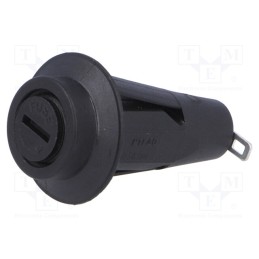 10 pcs : PTF/40 - Fuse holder, cylindrical fuses, 5x20mm, 10A, on panel, black, 5mΩ