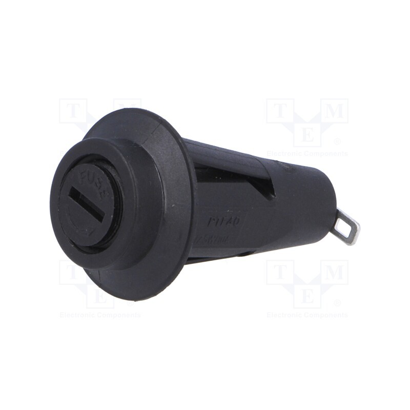 10 pcs : PTF/40 - Fuse holder, cylindrical fuses, 5x20mm, 10A, on panel, black, 5mΩ