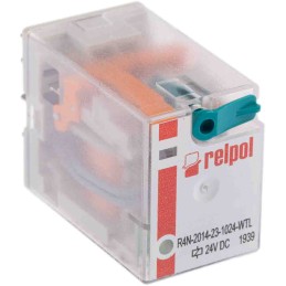 1 pcs - Relpol Plug In Power Relay, 24V dc Coil, 6A Switching Current, 4PDT