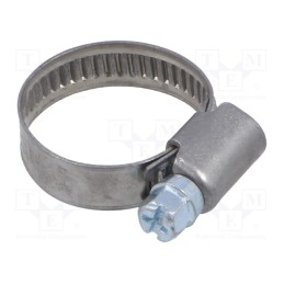 10 pcs : D2016027 - Worm gear clamp, W: 9mm, Clamping: 16÷27mm, chrome steel AISI 430