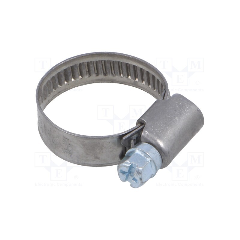 10 pcs : D2016027 - Worm gear clamp, W: 9mm, Clamping: 16÷27mm, chrome steel AISI 430