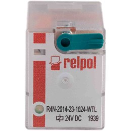 1 pcs - Relpol Plug In Power Relay, 24V dc Coil, 6A Switching Current, 4PDT
