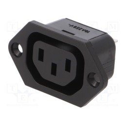 10 pcs : 6600.3200.21 - Connector: AC supply, socket, female, 10A, 250VAC, IEC 60320, IP30