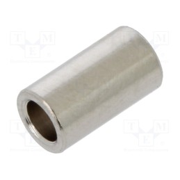 50 pcs : 315/3.2X09 - Spacer sleeve, 9mm, cylindrical, brass, nickel, Out.diam: 5mm