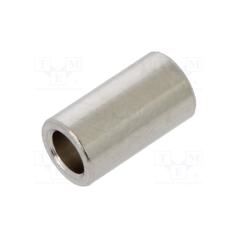 50 pcs : 315/3.2X09 - Spacer sleeve, 9mm, cylindrical, brass, nickel, Out.diam: 5mm