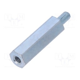 50 pcs : 225X20 - Screwed spacer sleeve, 20mm, Int.thread: M3, Ext.thread: M3, steel