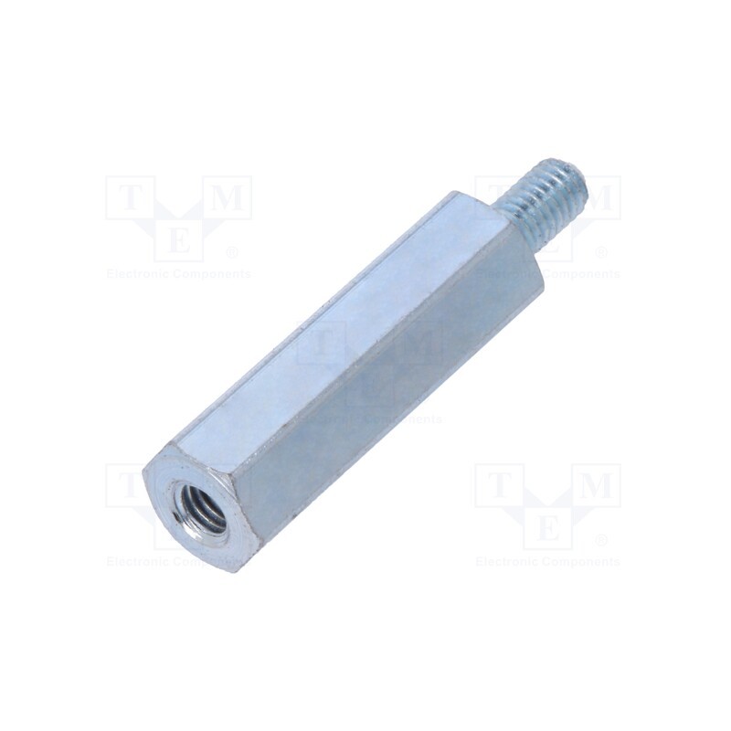 50 pcs : 225X20 - Screwed spacer sleeve, 20mm, Int.thread: M3, Ext.thread: M3, steel