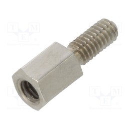 50 pcs : 2112X05 - Screwed spacer sleeve, 5mm, Int.thread: M2,5, Ext.thread: M2,5