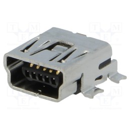 10 pcs : 675031230 - Socket, USB B mini, on PCBs, SMT, PIN: 5, horizontal