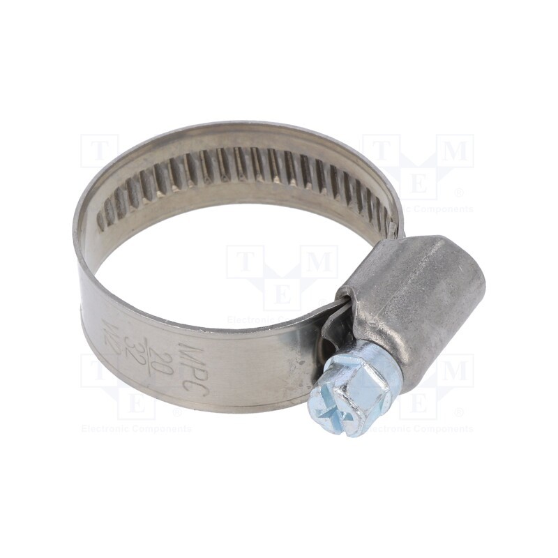 10 pcs : D2020 - Worm gear clamp, W: 9mm, Clamping: 20÷32mm, chrome steel AISI 430