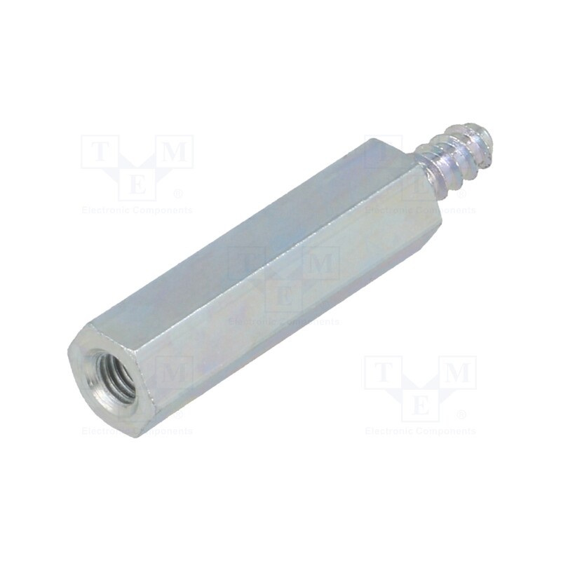 50 pcs : 224ST2.9X20 - Screwed spacer sleeve, 20mm, Int.thread: M3, Ext.thread: ST2,9