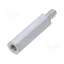 50 pcs : 224ST3.3X20 - Screwed spacer sleeve, 20mm, Int.thread: M3, Ext.thread: ST3,3