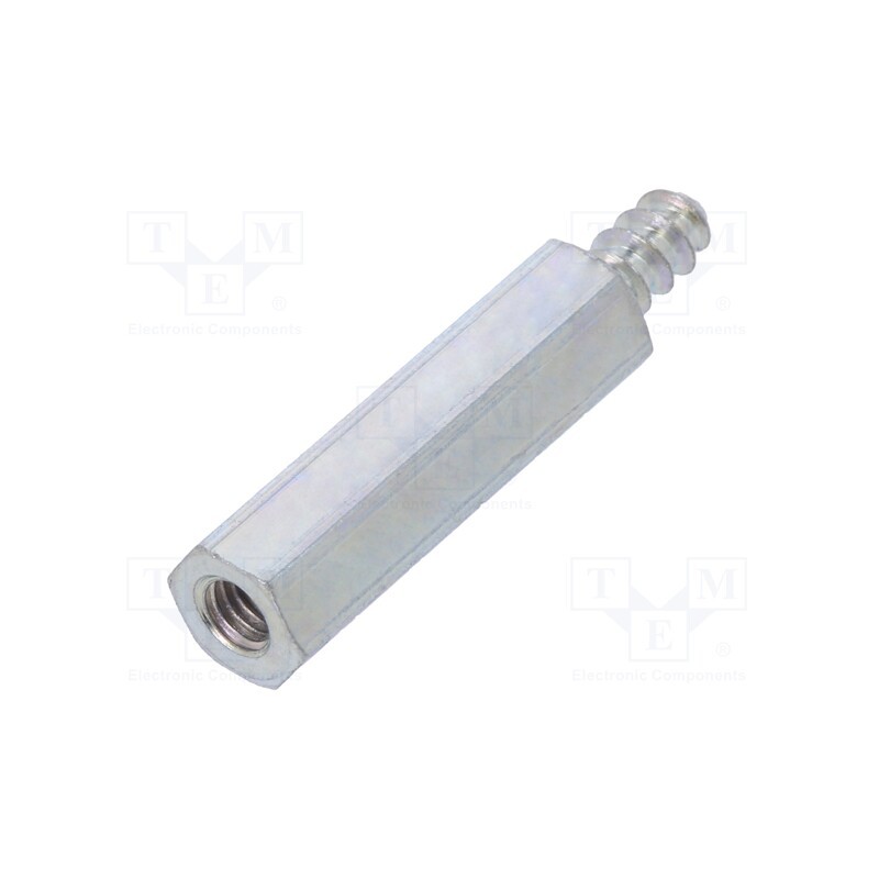 50 pcs : 224ST3.3X20 - Screwed spacer sleeve, 20mm, Int.thread: M3, Ext.thread: ST3,3