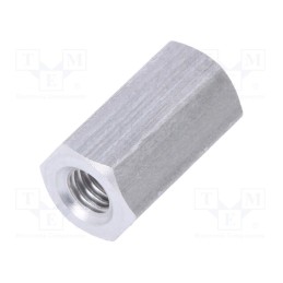 50 pcs : 134X10 - Screwed spacer sleeve, 10mm, Int.thread: M3, hexagonal, aluminium