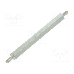 50 pcs : 421X40 - Screwed spacer sleeve, 40mm, Ext.thread: M2, hexagonal, steel