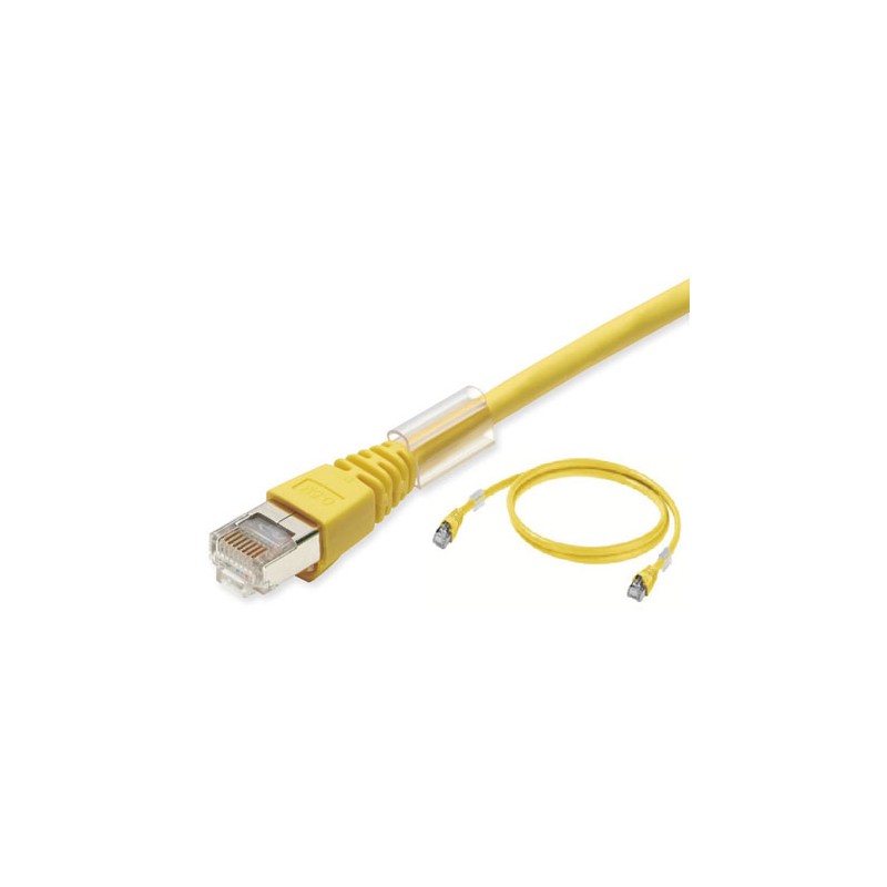 1 pcs - Omron Cat6a Male RJ45 to Male RJ45 Ethernet Cable, S/FTP, Yellow LSZH Sheath, 2m, Low Smoke Zero Halogen (LSZH)
