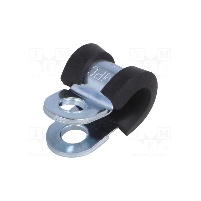10 pcs : LKD10612 - Fixing clamp, ØBundle : 6mm, W: 12mm, steel, Cover material: EPDM