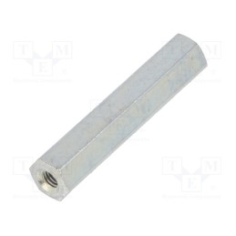50 pcs : 125X30 - Screwed spacer sleeve, 30mm, Int.thread: M3, hexagonal, steel