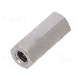 50 pcs : 110X12 - Screwed spacer sleeve, 12mm, Int.thread: UNC4-40, hexagonal